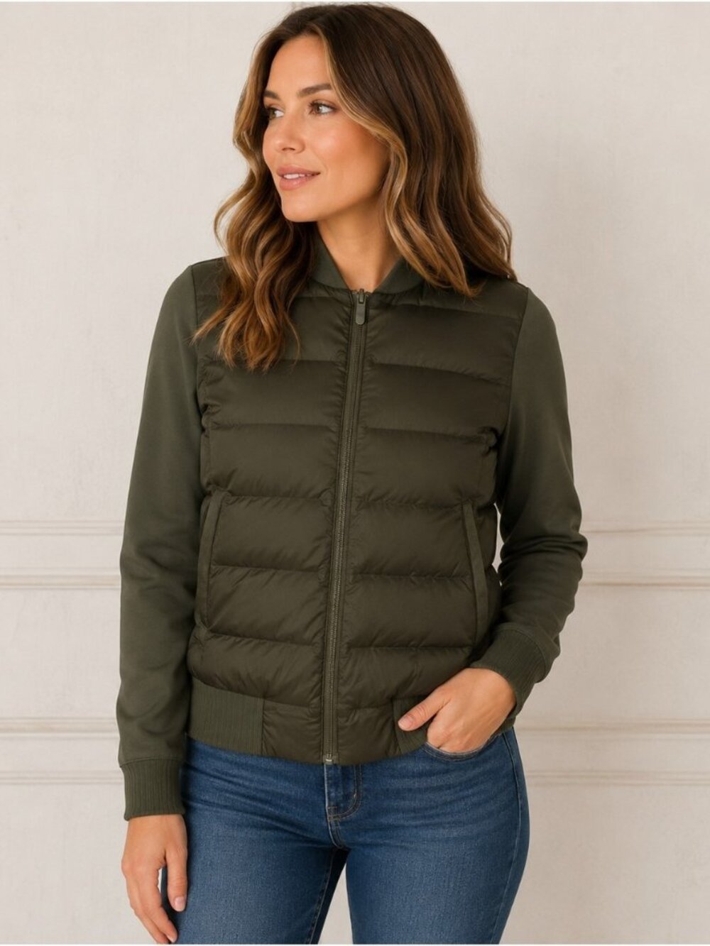 Lululemon Down & Around Bomber Reversible Dark Olive Goose Down Jacket Women's 6